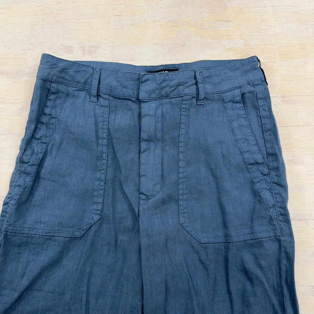 KUT from the Kloth Pants Topaz High Rise Wide Leg Linen Blend Blue Womens Size 2